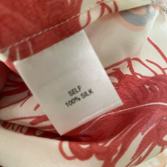 Tucker Silk Feather Print Blouse S - Picture 5 of 10